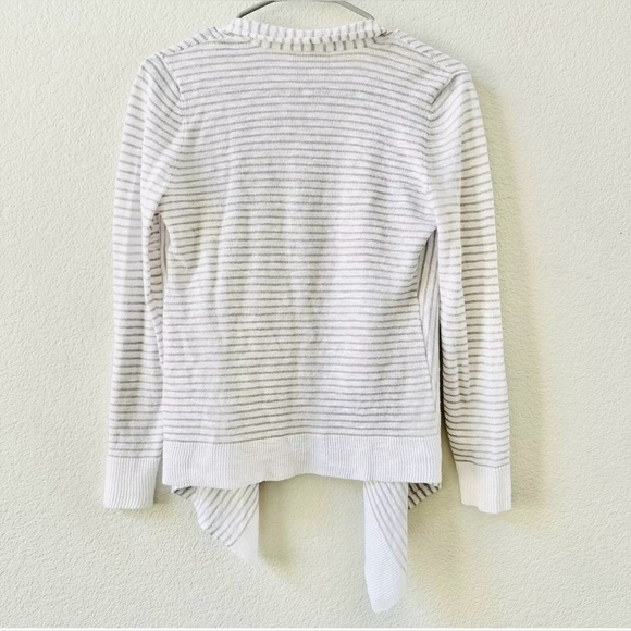 Eileen Fisher Linen & Cotton Blend Stripe Waterfall Open Cardigan Size M - Picture 4 of 6